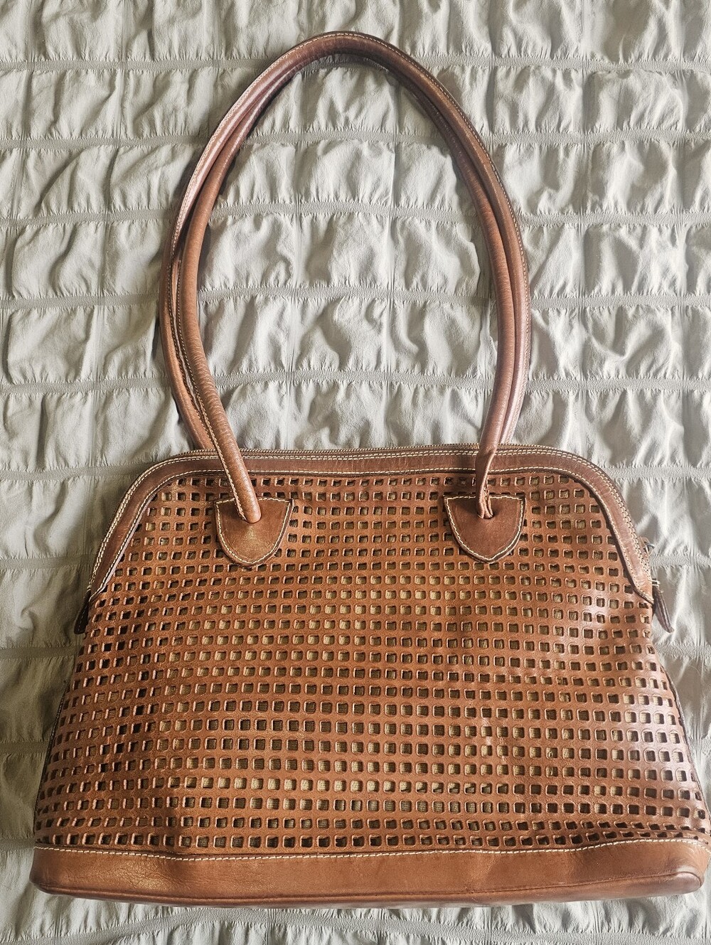 Vintage Carla Marchi Made In Italy Leather Basket Purse Bag Cottagecore High Qua